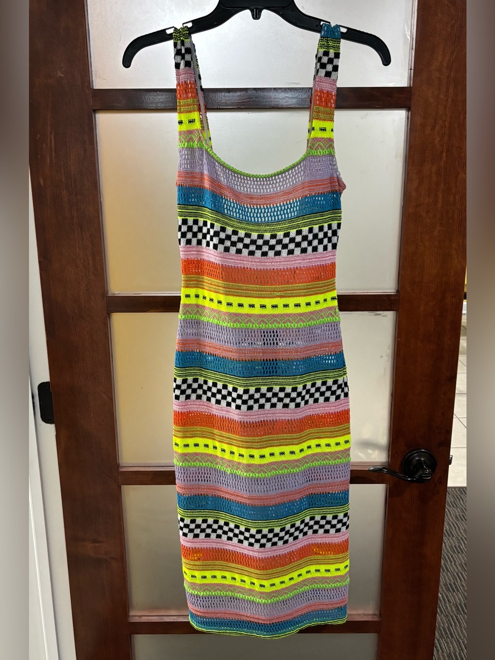 Black Halo Neon Multi-Stripe Knit Dress